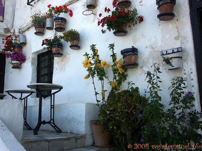 Fleurissement typique dans une ruelle de Mojácar - Espagne, Andalousie