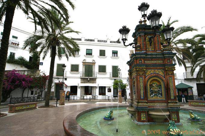 Fontaine centrale, plaza de España, Vejer de la Frontera - Espagne