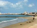 Vue panoramique sur les plages, Cadix, Espagne.