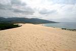 L'immense plage de la Punta Paloma vue depuis les dunes, Espagne.