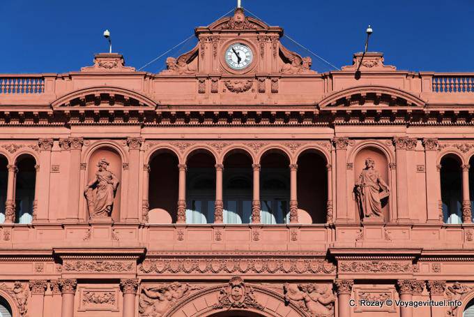 Façade et horloge, Plaza de Mayo Casa Rosada, Buenos Aires - Argentine