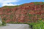 Virage entre roches rouges, Quebrada de Escoipe avant El Carril, Argentine.