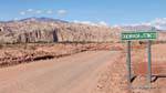 Entrée de la quebrada El Tonco, vallée Calchaquies, Ruta 40, Argentine.