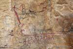 Les grands hommes indiens Aoniken, peinture rupestre Tehuelche, Walichu, Argentine.