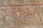 Hommes qui dansent, peinture rupestre Tehuelche, Walichu, Argentine.