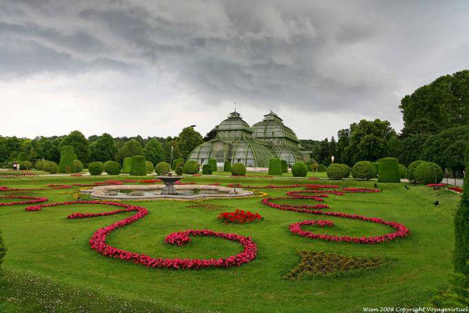Panorama sur les serres et le parc, Schönbrunn, Palmenhaus - Vienne - Autriche