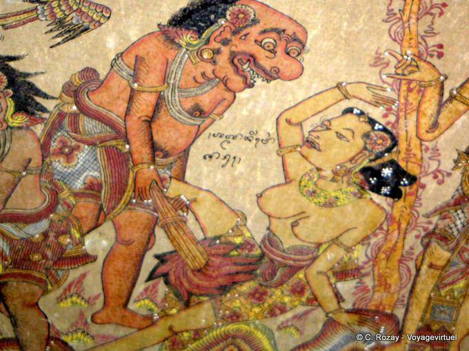 Sexe brûlé, peinture antique Bali - Bali