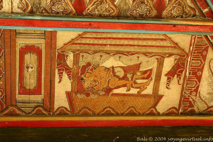 Scène érotique, murales de Klungkung - Bali