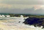 Vagues tempétueuses sur la pointe de la Presqu'île de Quiberon, Bretagne, France.