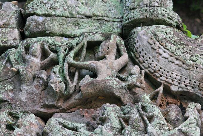 Soldat à l'arc détail, Preah Khan, Angkor, Cambodge