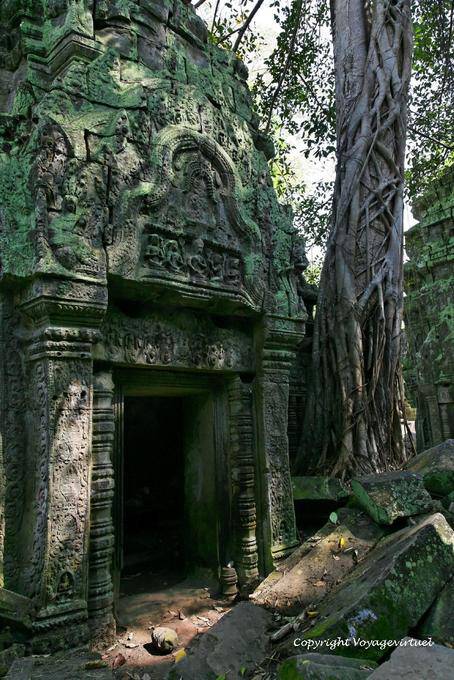 Fronton d'une porte, Ta Prohm, Angkor, Cambodge