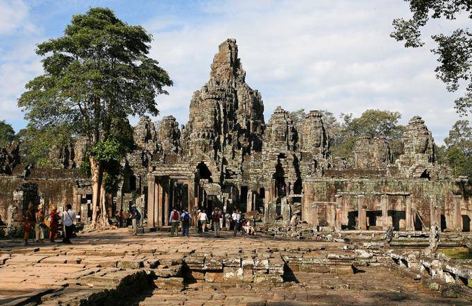 Panorama sur le temple du Bayon, Angkor-Thom, Angkor, Cambodge