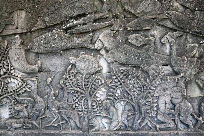 Bas-relief mahayana Bayon Angkor-Thom, Angkor, Cambodge