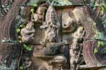 Sculptures sur l'une des tours, Banteay Samré Temple, Angkor