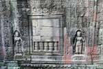 Mur aux éléments décoratifs, Preah Khan, Cambodge.