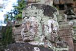 Double tête sculptée, Preah Khan, Cambodge.