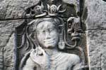 Visage féminin estompé par le temps, Preah Khan, Cambodge.