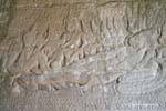Mort de Valli, tué par Rama, soutenu par sa femme Tara, Ramayana, Angkor Wat, Cambodge.