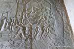 Fin de la fresque du Barattage de l'Océan de lait, Angkor Wat, Cambodge.