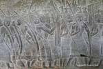 Lances et coiffes pour le défilé soldatesque, fresque, Angkor Wat, Cambodge.