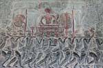 Noble allant au jugement de Yama, bas-relief, Angkor Wat, Cambodge.