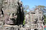 Tête monumentale souriante, Bayon, Angkor Thom, Cambodge.