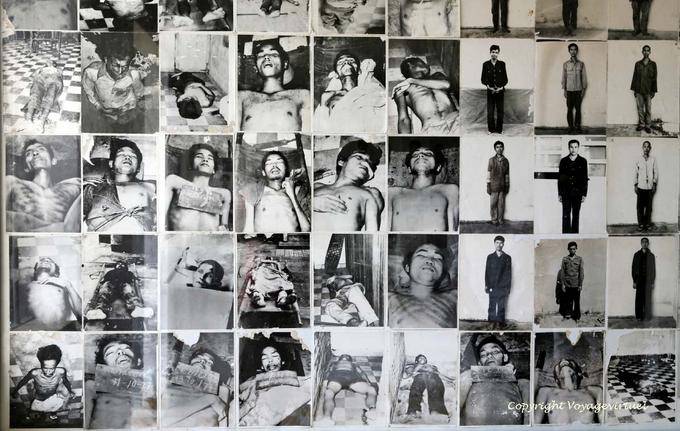 Les gardiens photographiaient les corps mutilés de leurs victimes, Musée du Génocide, Phnom Penh - Cambodge