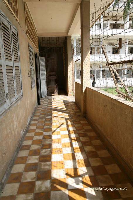 Coursive de l'ancien lycée transformé en prison, Tuol Sleng, Phnom Penh - Cambodge