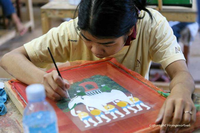 Reproduction en peinture, artisanat d'art, Siem Reap - Cambodge