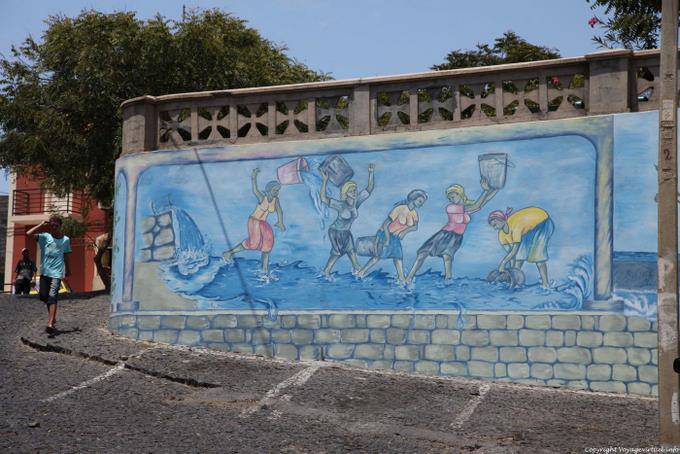 Fogo, São Filipe, peinture des murs - Cap Vert