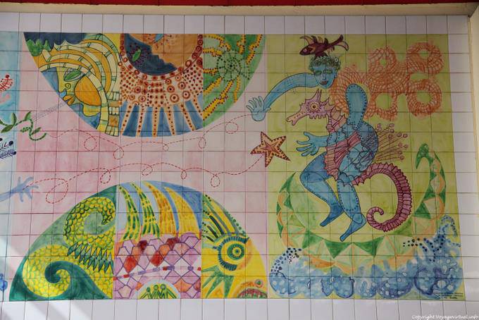 Carrelage mural artistique, São Vicente, mercado de peixe Mindelo - Cap Vert