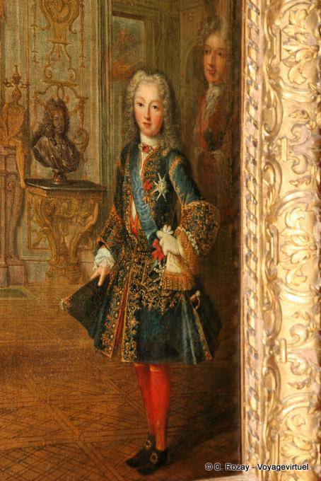 Portrait, par Hyacinthe Rigaud en 1716, du jeune roi Louis XV, 1ère antichambre de la Dauphine, Versailles