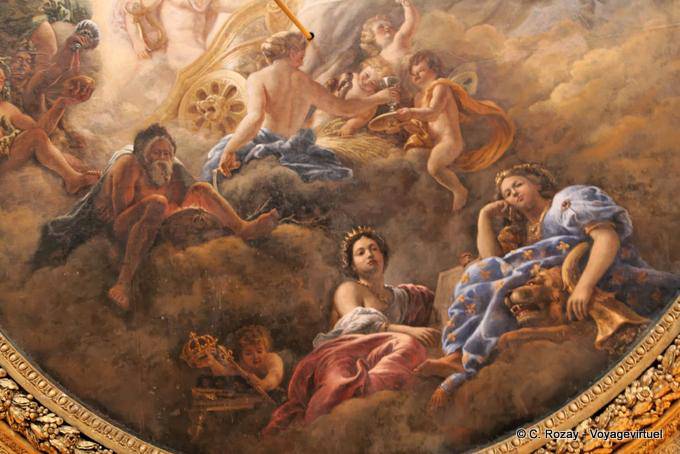 Fragment du plafond du salon d’Apollon, Grand Appartement, Versailles