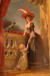 Ara et femme avec petite fille, tableau, Versailles