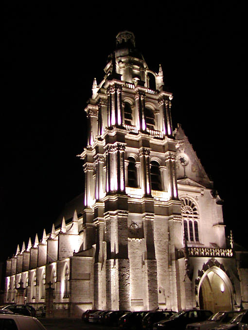 Cathédrale Saint-Louis, vue la nuit, Blois, France.