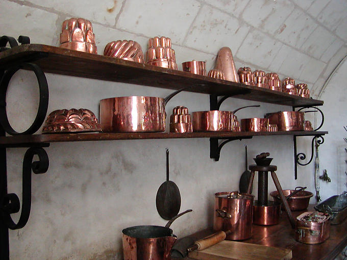 Les cuisines du Château de Chenonceau, France.