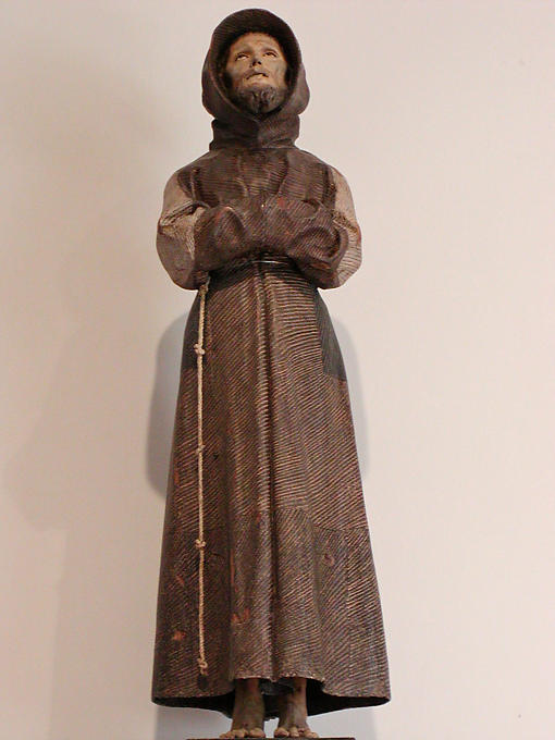 Statue en bois exposée dans la Galerie, Château de Villandry, France.