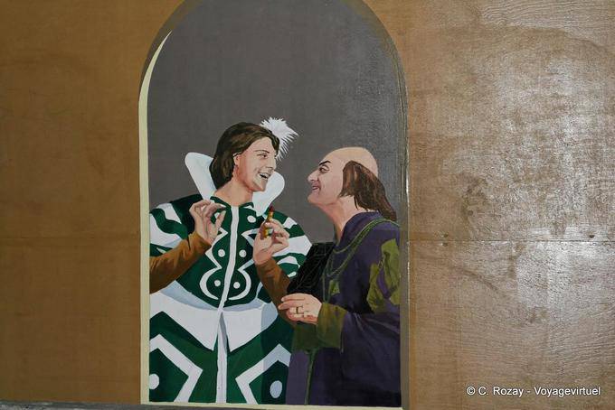 Peinture murale d'artistes jouant durant le festival, Avignon, Provence, France