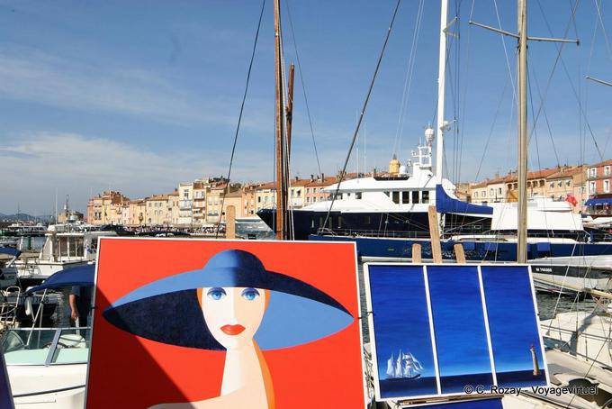 Saint-Tropez, la Dame au chapeau (tableau), Provence, France