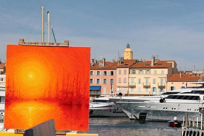 Saint-Tropez, peinture solaire sur le port, Provence, France