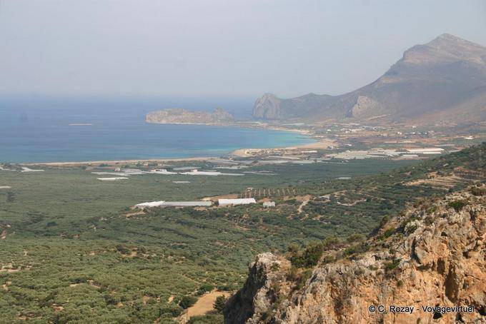 Falasarna, panorama depuis la route de Platanos - Crète, Grèce