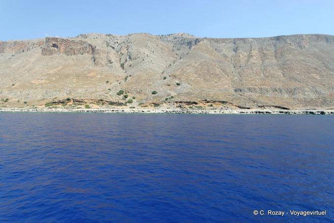 Paysage entre Agia Roumeli et Loutro vu du bateau - Crète, Grèce
