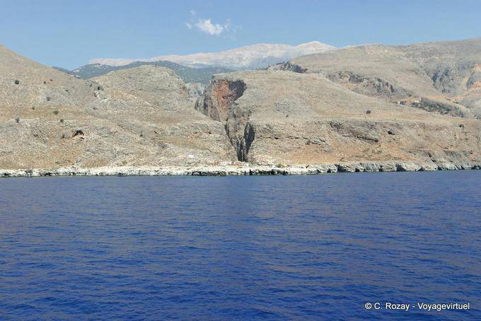 Débouché des gorges d'Aradena, entre Loutro et Agia Roumeli - Crète, Grèce