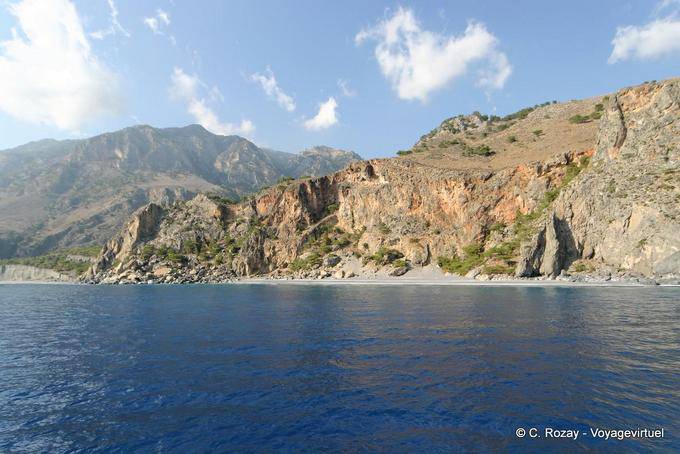 Plage à l'ouest d'Agia Roumeli - Crète, Grèce