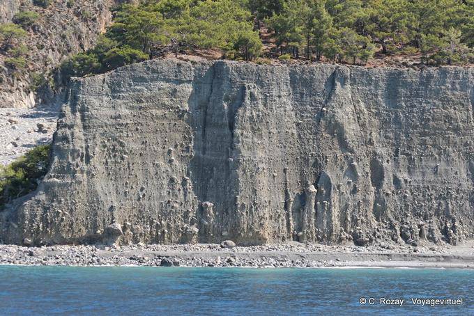 Erosion sur une falaise sédimentaire entre Sougia et Paleochora - Crète, Grèce