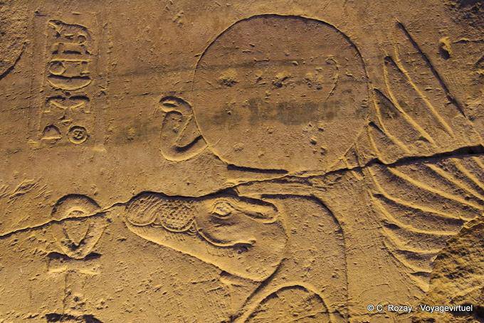 Sobek, le dieu crocodile, relief, temple de Kôm Ombo - Égypte
