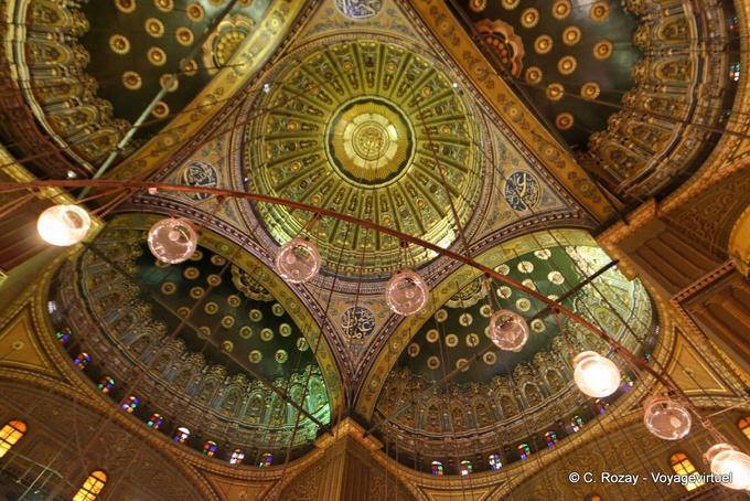 Décoration des cinq coupoles de la Mosquée Muhammad Ali, Le Caire - Égypte