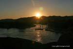 Assouan, coucher du soleil depuis la terrasse du bar de l'hôtel Old Cataract, Egypte.