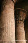 Colonnes avec inscriptions décrivant les cérémonies se déroulant dans l'enceinte du temple de Khnoum, Esna, Egypte.