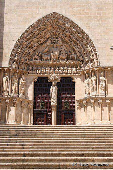 Porte Sarmental, tympan, linteau et piédroits, cathédrale de Burgos - Espagne